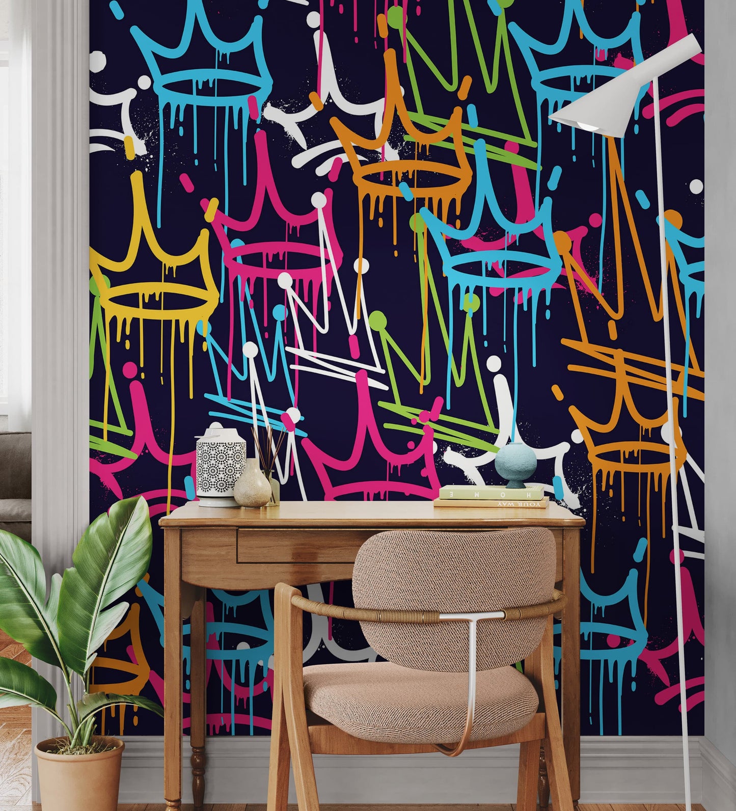 King's Crown Graffiti Wallpaper Mural. #6969