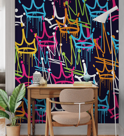 King's Crown Graffiti Wallpaper Mural. #6969