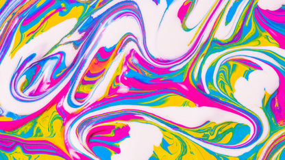 Vibrant Neon Ink Swirl Wallpaper. Abstract Pink, Yellow & Blue Colors. #6980