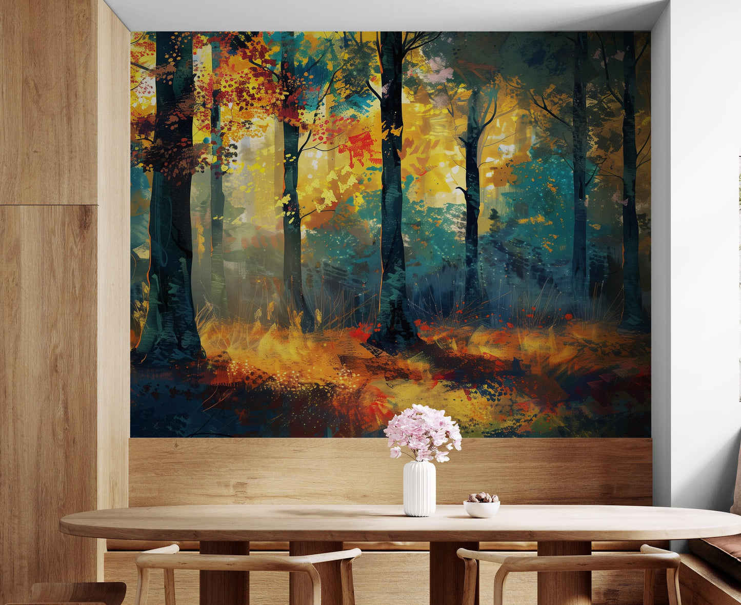 Colorful Forest Painting Wallpaper Mural. #6991