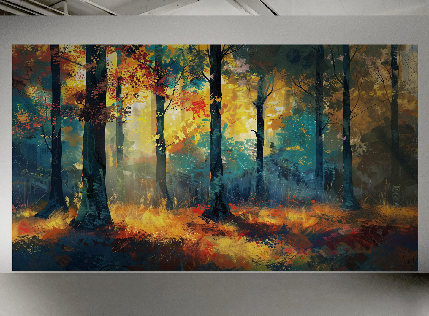 Colorful Forest Painting Wallpaper Mural. #6991