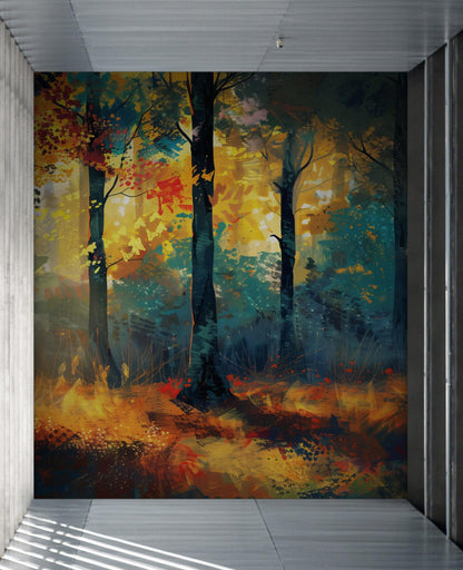 Colorful Forest Painting Wallpaper Mural. #6991