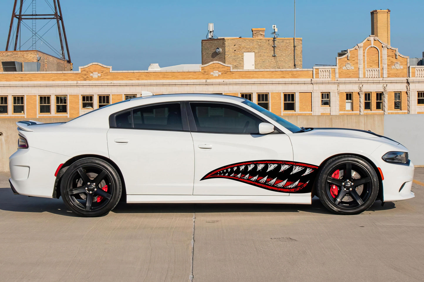 Flying Tiger Shark Military Bomber Design Decal. Jaws Decal. #6992