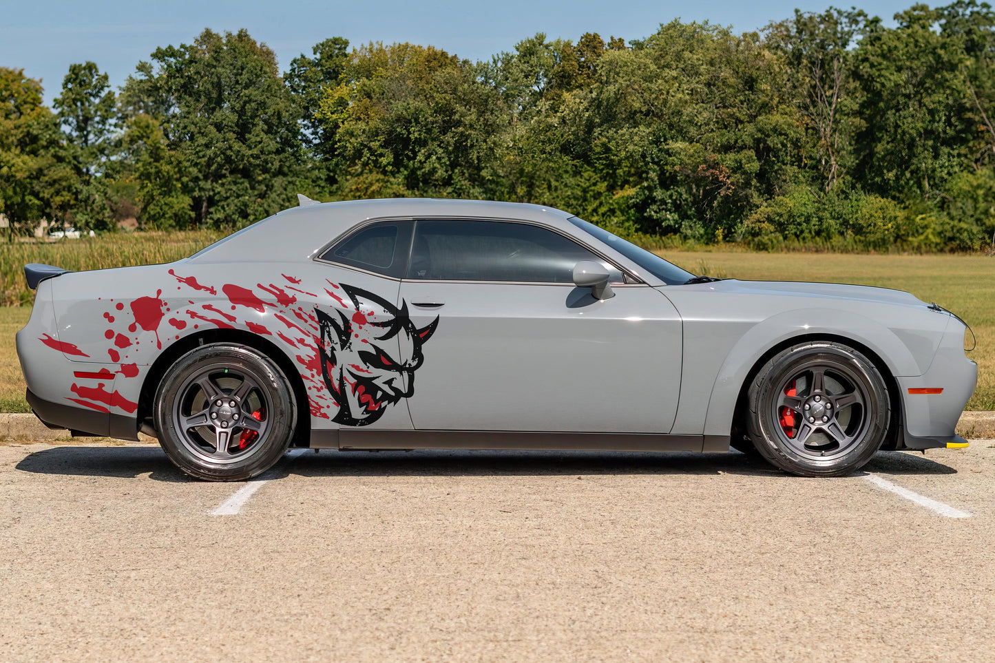 Demon Decal Sticker for Dodge Challenger SRT. Blood Splatter Car Decal. #6994