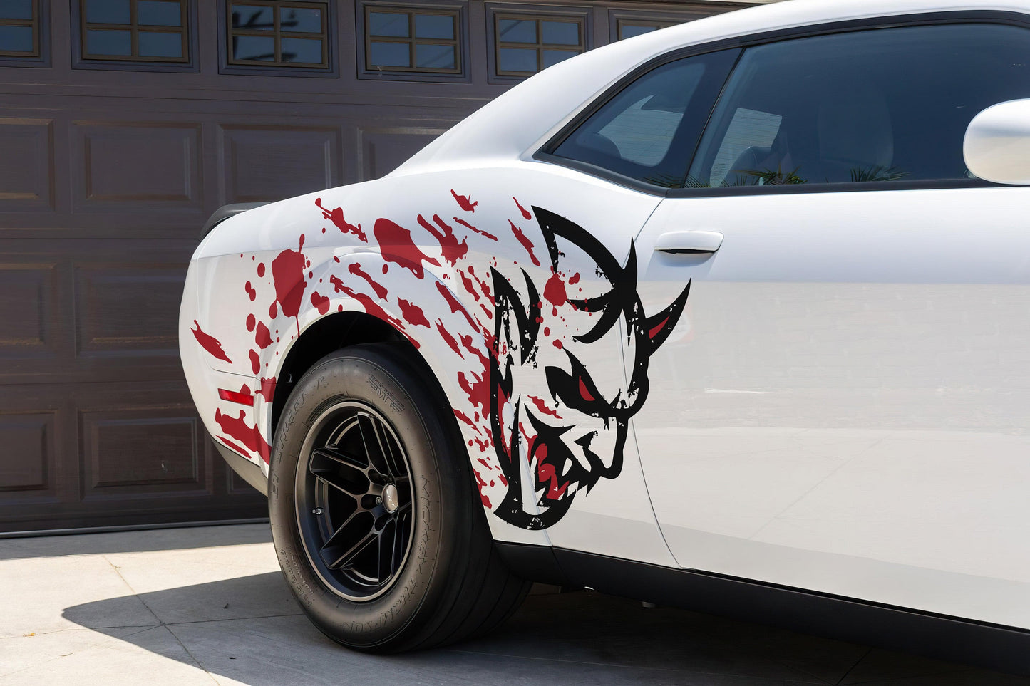 Demon Decal Sticker for Dodge Challenger SRT. Blood Splatter Car Decal. #6994