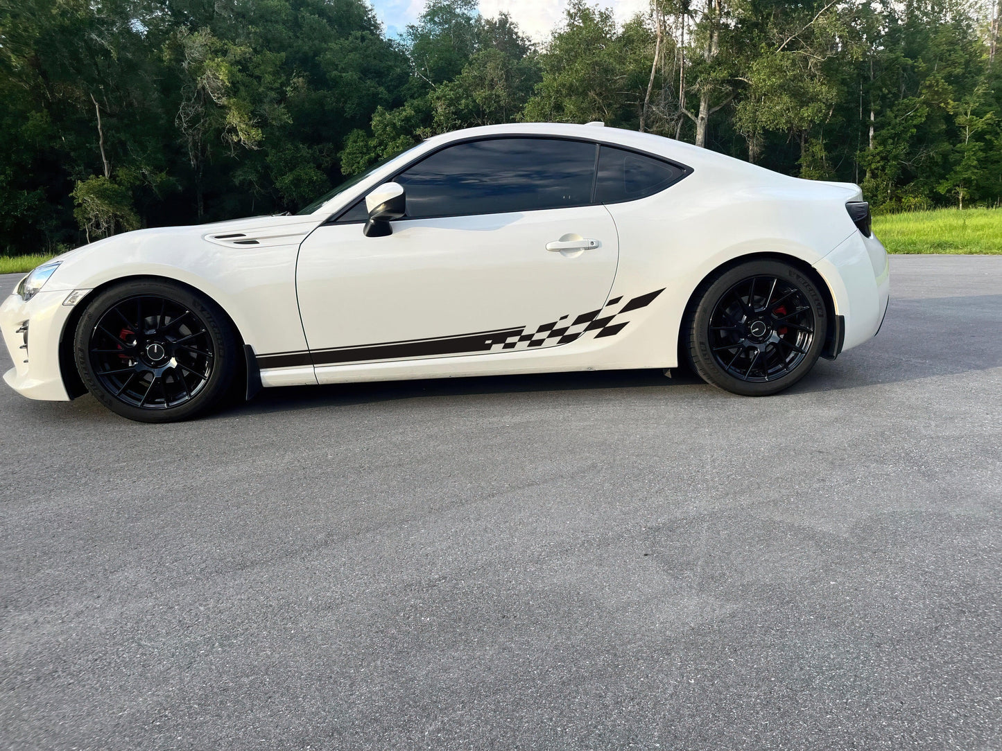 Checker Flag Car Decal Sticker. Racing Stripes Graphic Sticker. #6999