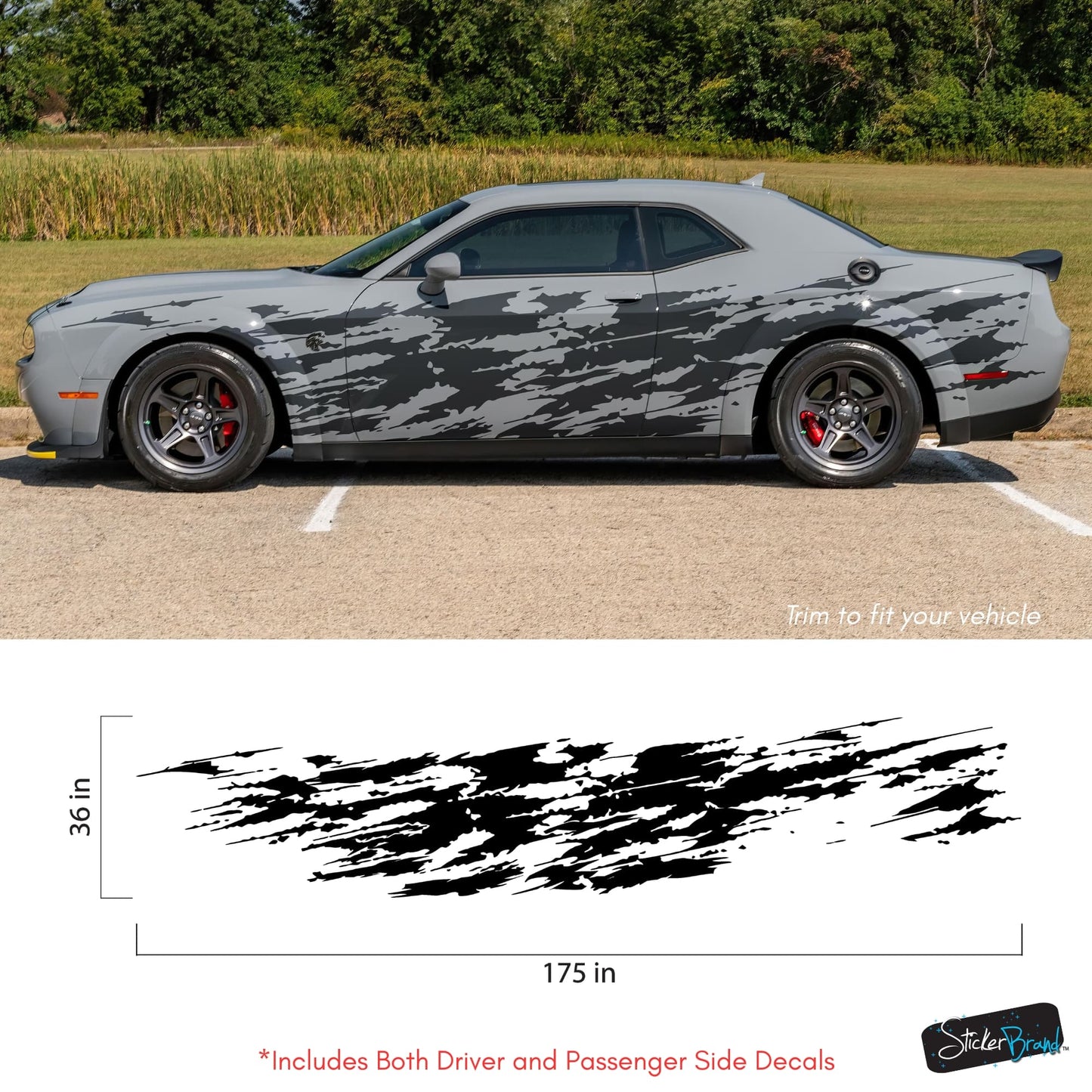 Splash Decal, Grunge Scratch Marks Decal Sticker for Challenger, Charger. #7102
