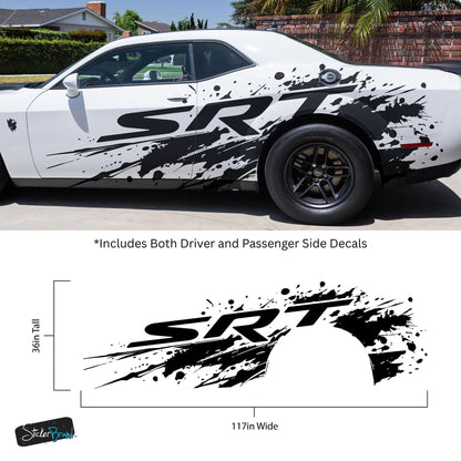 SRT Splatter Car Decal. For Challenger, Charger, Durango. Mopar. #7086