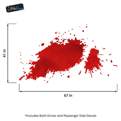 Red Blood Splatter Vinyl Graphic Car Decal. #7037
