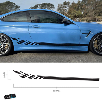 Checker Flag Car Decal Sticker. Racing Stripes Graphic Sticker. #6999