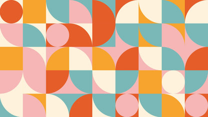 Geometric Shapes Contemporary Wall Mural. Pastel Color Orange, Pink, Blue, White. #7005
