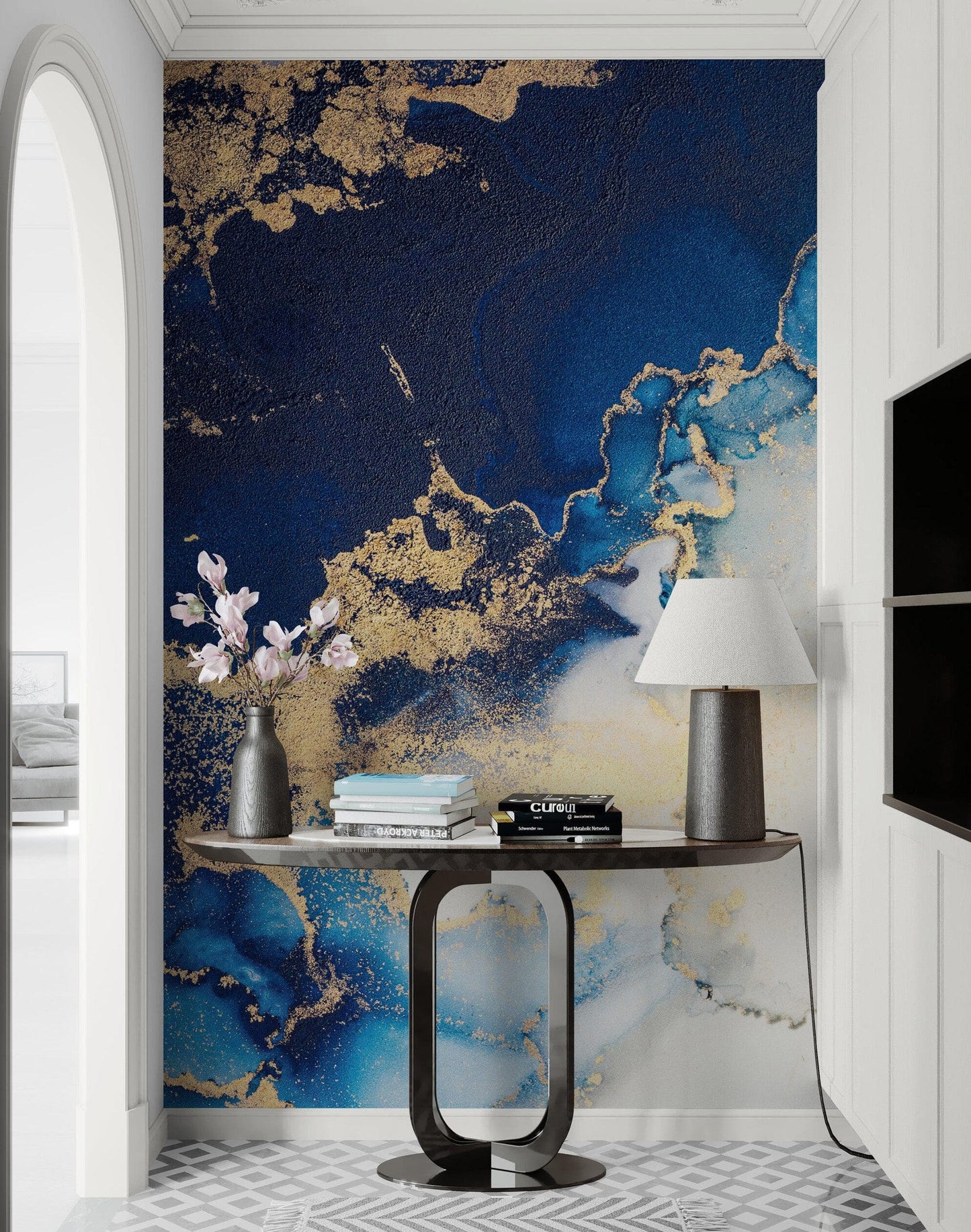 Sapphire Blue Marble Wallpaper Mural. #7008