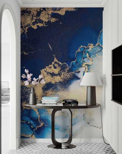 Sapphire Blue Marble Wallpaper Mural. #7008