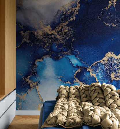 Sapphire Blue Marble Wallpaper Mural. #7008