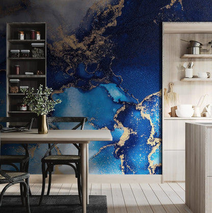 Sapphire Blue Marble Wallpaper Mural. #7008