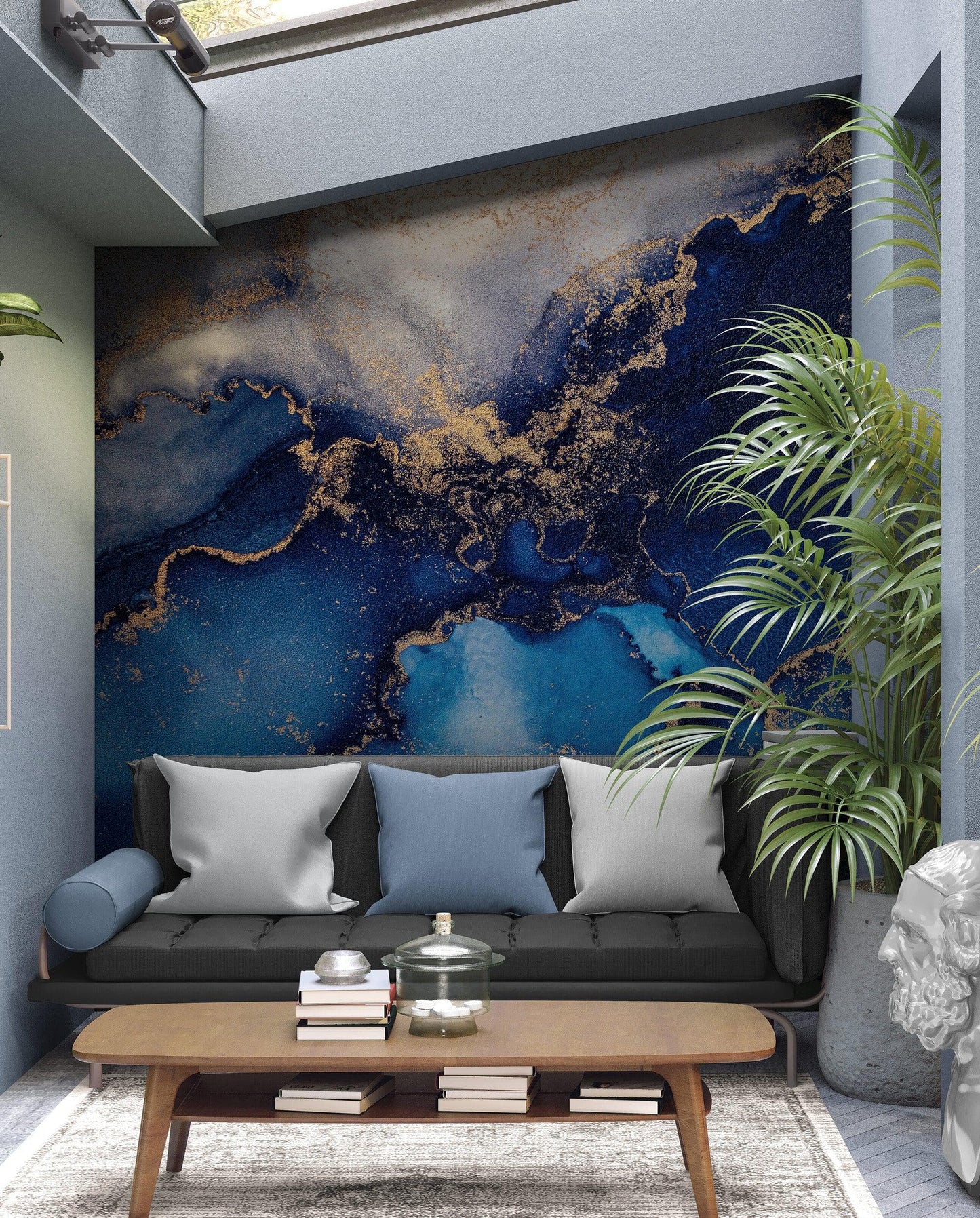 Sapphire Blue Marble Wallpaper Mural. #7008