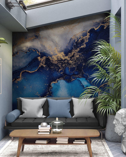 Sapphire Blue Marble Wallpaper Mural. #7008