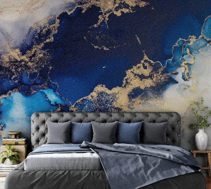 Sapphire Blue Marble Wallpaper Mural. #7008