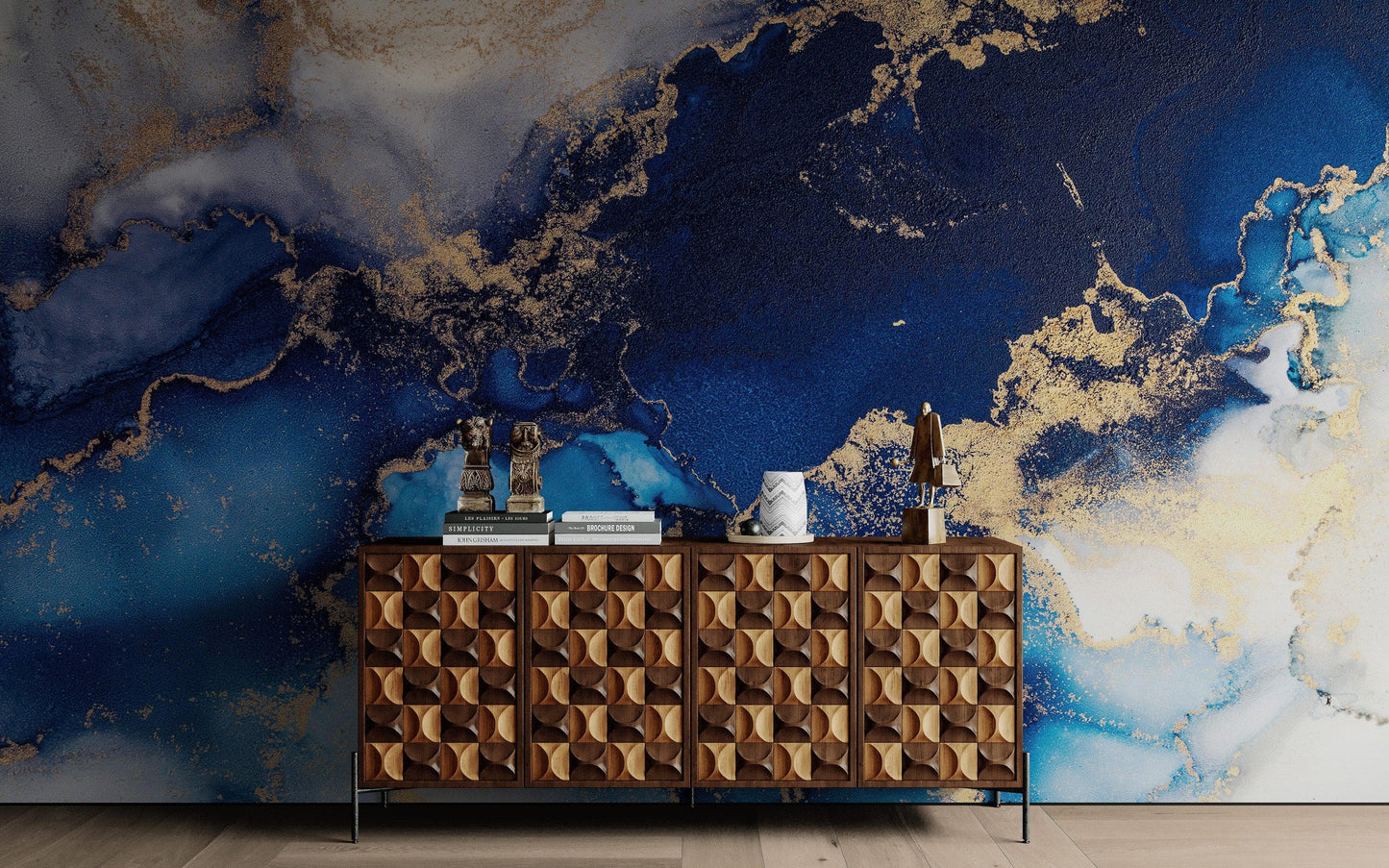 Sapphire Blue Marble Wallpaper Mural. #7008