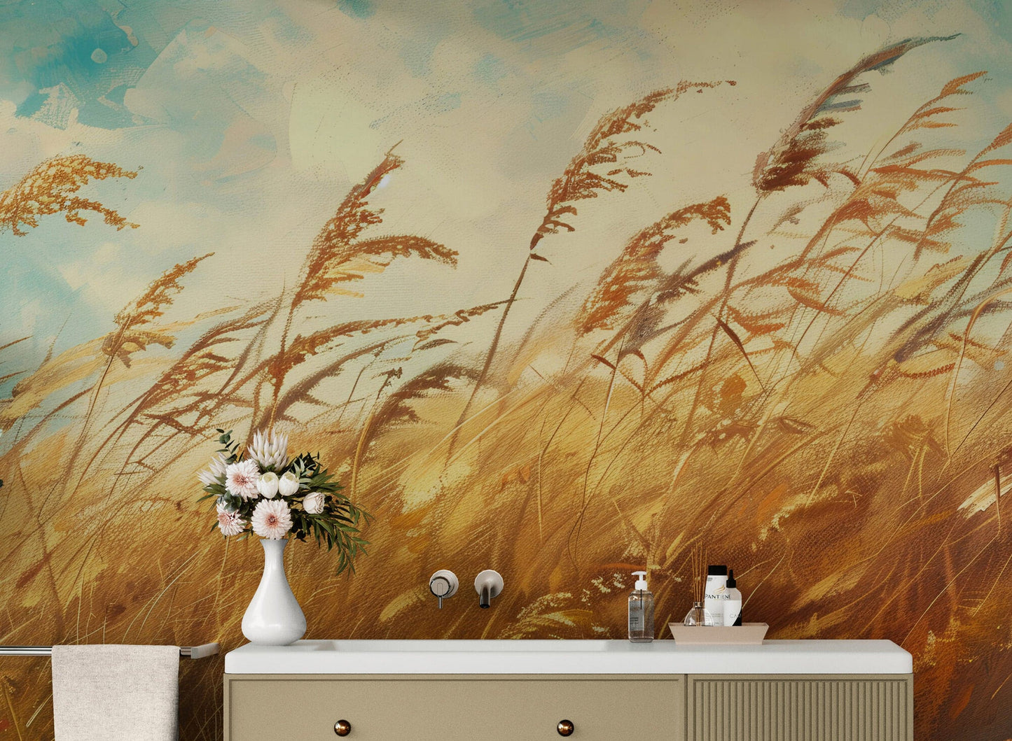 Wildgrass Wallpaper Mural. Rustic Country Farmhouse Theme. #7017
