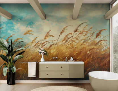 Wildgrass Wallpaper Mural. Rustic Country Farmhouse Theme. #7017
