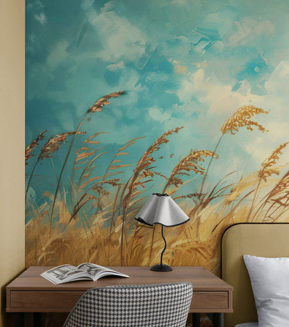 Wildgrass Wallpaper Mural. Rustic Country Farmhouse Theme. #7017