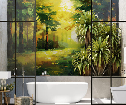 Green Forest Painting Wallpaper Mural. #7018