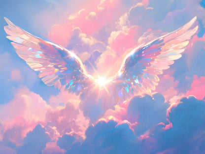Angel Wings Over Clouds Wallpaper Mural. #7019
