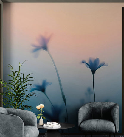Morning Dew Misty Flower Wallpaper Mural. #7021