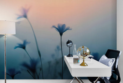 Morning Dew Misty Flower Wallpaper Mural. #7021