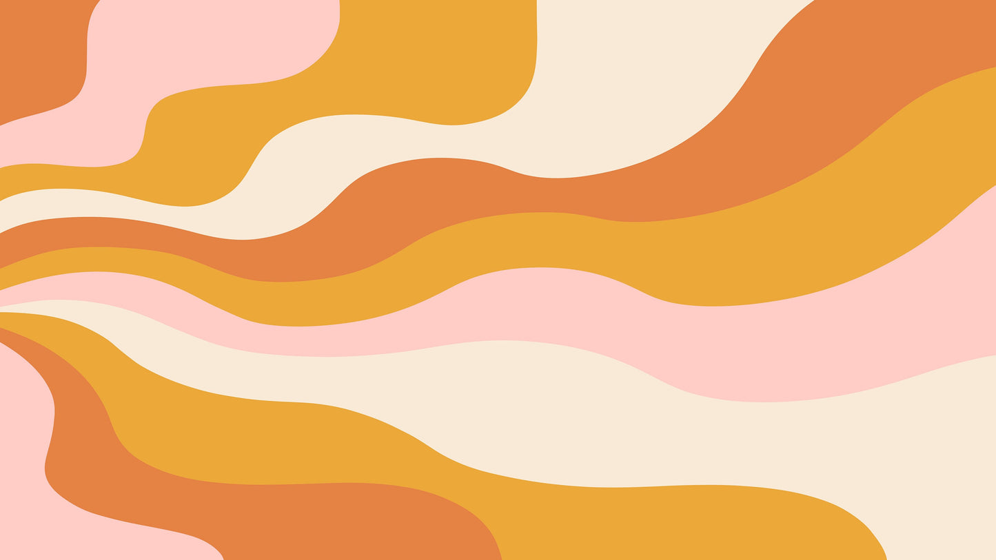 Retro 70's Abstract Wave Wallpaper Mural. Burnt Orange Mustard Yellow Color. #7043