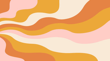 Retro 70's Abstract Wave Wallpaper Mural. Burnt Orange Mustard Yellow Color. #7043
