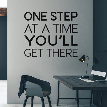 One Step at a Time Motivational Quote Wall Decal. #7045