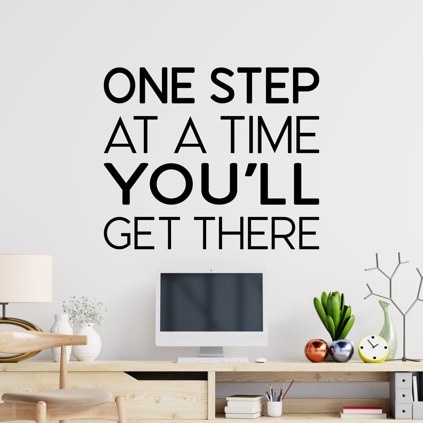 One Step at a Time Motivational Quote Wall Decal. #7045