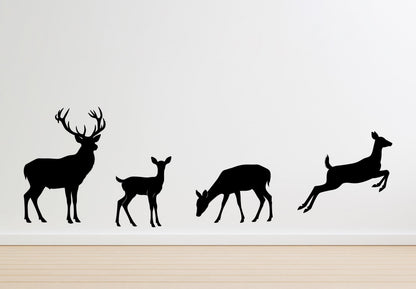 Family of Deer Wall Decals. Set of 4 Woodland Forest Animal. #7046