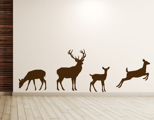 Family of Deer Wall Decals. Set of 4 Woodland Forest Animal. #7046