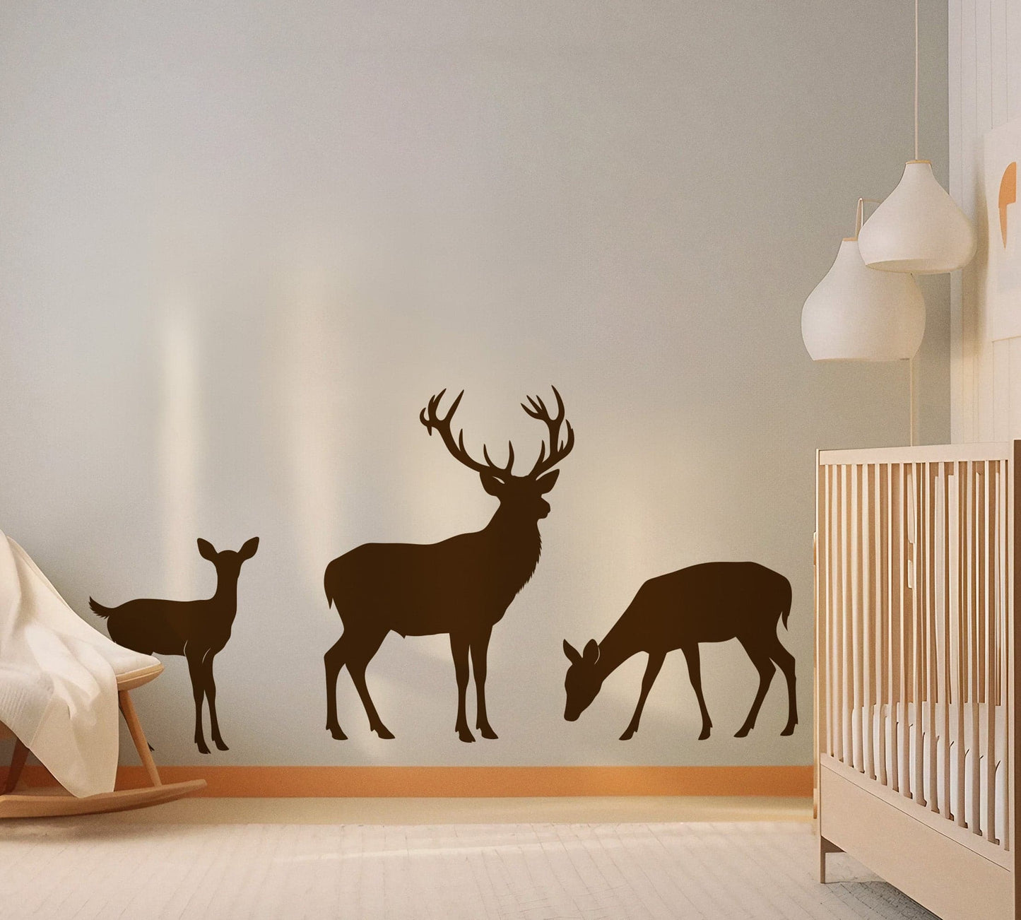 Family of Deer Wall Decals. Set of 4 Woodland Forest Animal. #7046