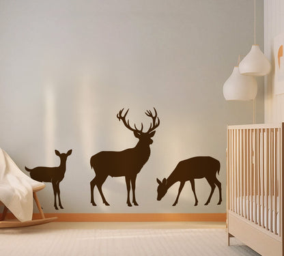 Family of Deer Wall Decals. Set of 4 Woodland Forest Animal. #7046