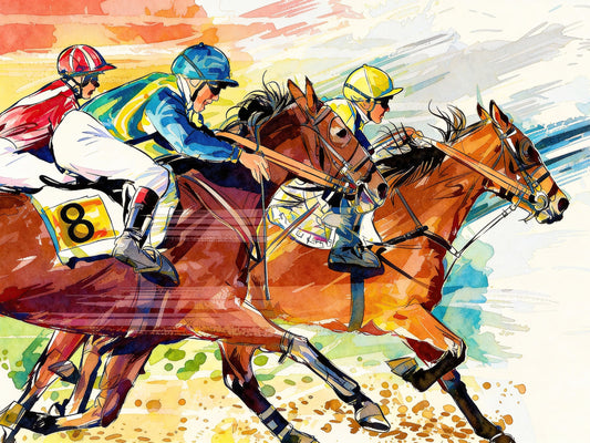 Jockey Equestrian Horse Racing Colorful Wall Mural. #7047