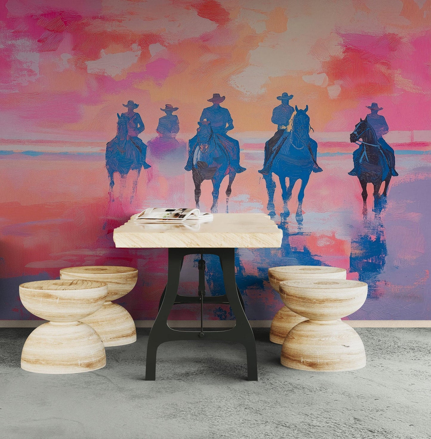 Pink Western Cowboy Style Wall Mural. Pink Cowgirl. #7048