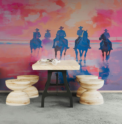 Pink Western Cowboy Style Wall Mural. Pink Cowgirl. #7048