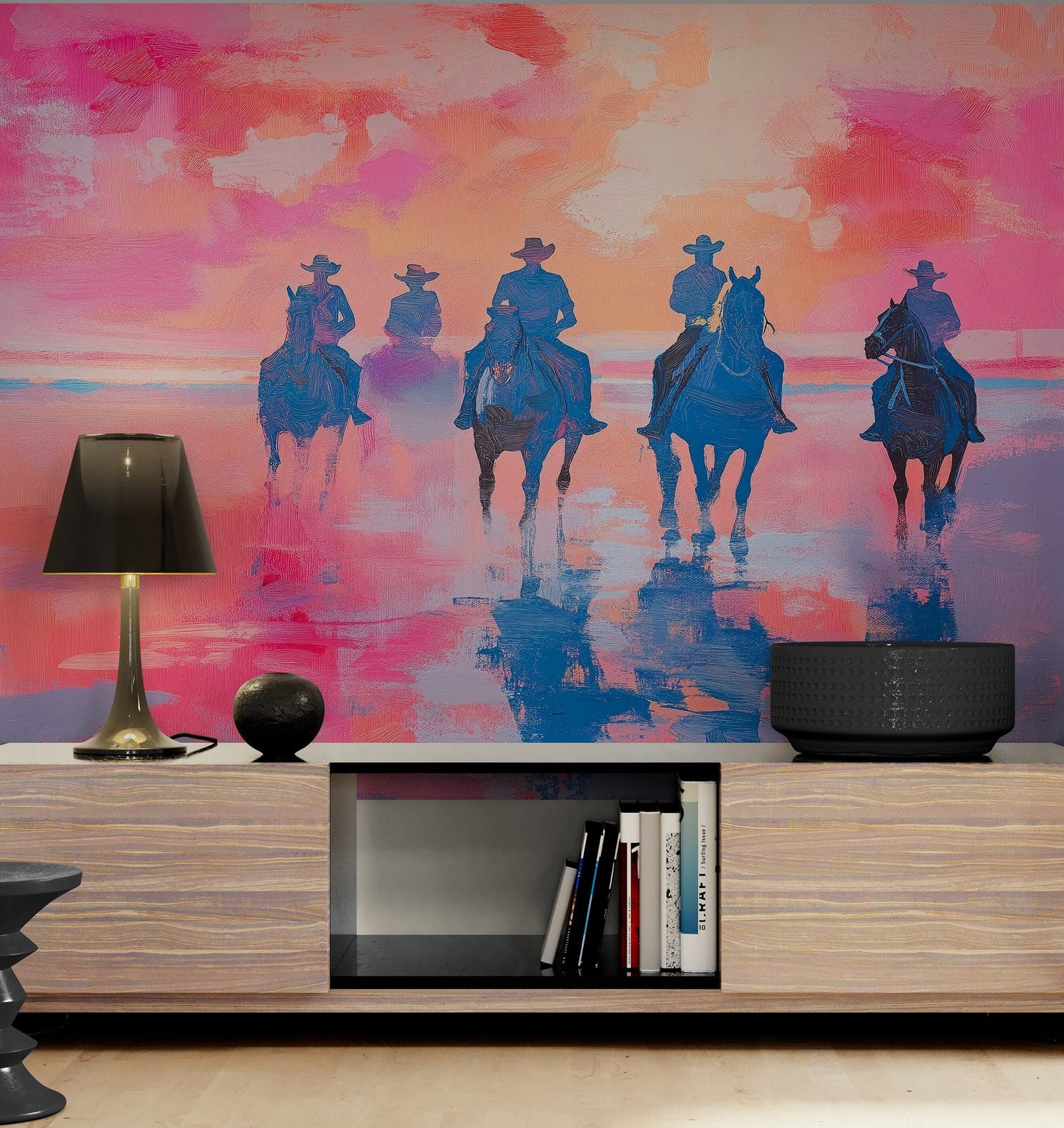 Pink Western Cowboy Style Wall Mural. Pink Cowgirl. #7048