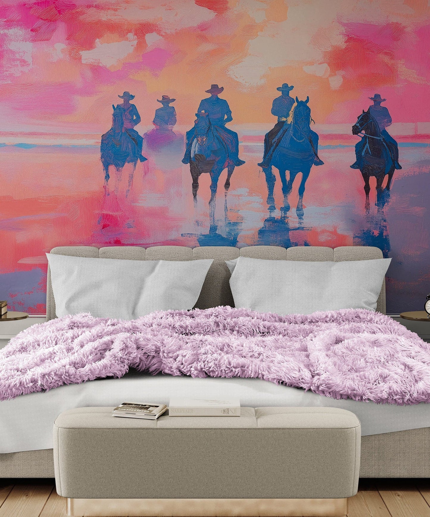 Pink Western Cowboy Style Wall Mural. Pink Cowgirl. #7048
