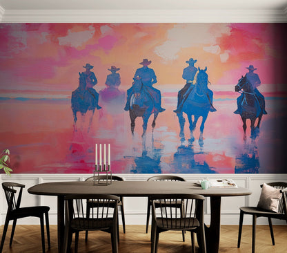 Pink Western Cowboy Style Wall Mural. Pink Cowgirl. #7048