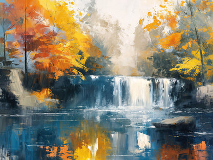 Tropical Waterfall Colorful Painting Wallpaper Mural. #7049