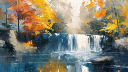 Tropical Waterfall Colorful Painting Wallpaper Mural. #7049