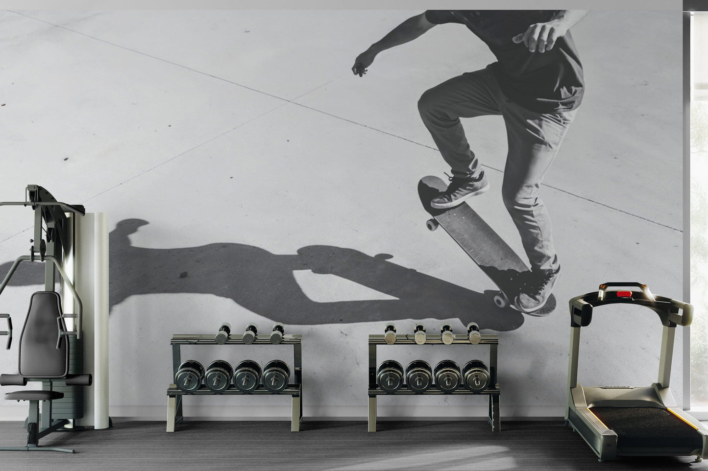 Black and White Skateboard Urban Wall Mural. #7066