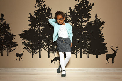Woodland Deer in Forest Trees Wall Decal. #7069