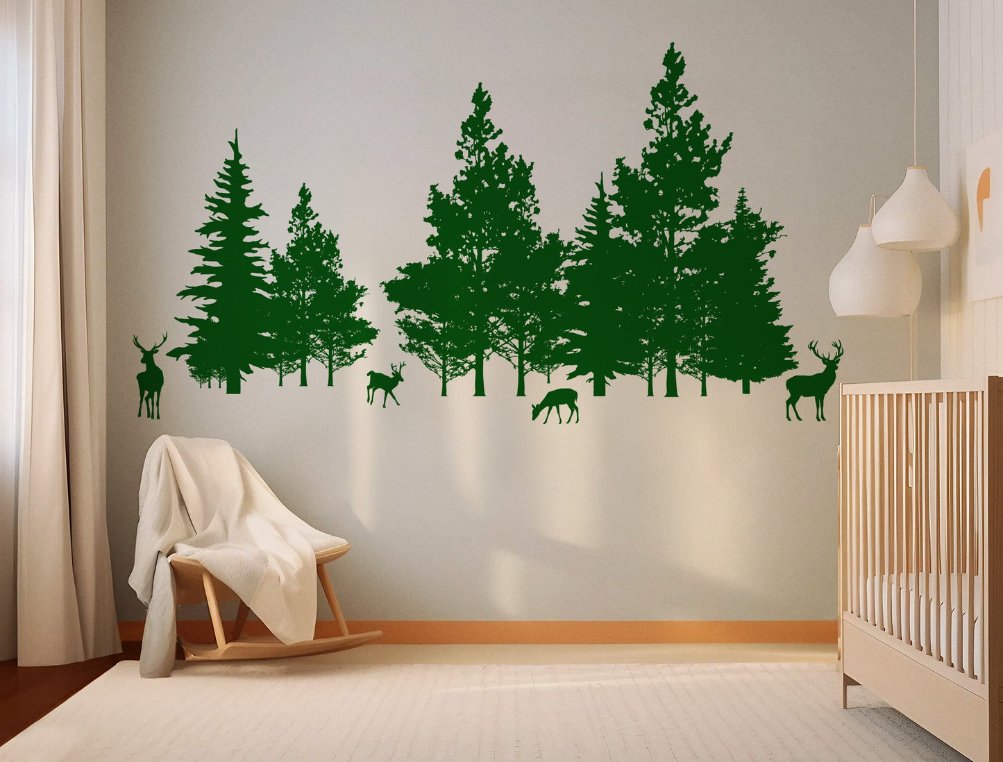 Woodland Deer in Forest Trees Wall Decal. #7069