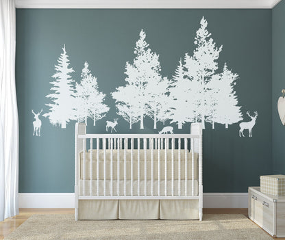 Woodland Deer in Forest Trees Wall Decal. #7069